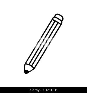 Illustration vectorielle de style doodle isolée sur fond blanc.Crayon avec caoutchouc - dessin. Illustration de Vecteur