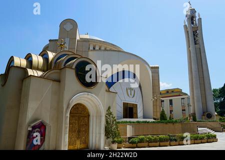 Cathédrale orthodoxe de Résurrection, Cathédrale de Résurrection du Christ, Tirana, Katedralja e Ringjalljes se Krishtit, Albanie Banque D'Images