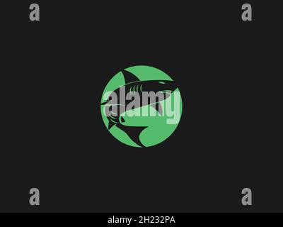 LOGO SHARK AVEC EFFET D'ESPACE NÉGATIF POUR UNE UTILISATION SUR ILLUSTRATION Illustration de Vecteur