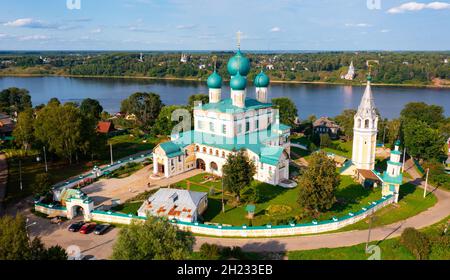 Summer aerial view of Resurrection Cathedral in Tutayev, Russia Stock Photo