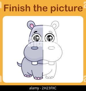 Connectez le point et complétez l'image.Coloration simple pour les enfants.Jeu de dessin Illustration de Vecteur