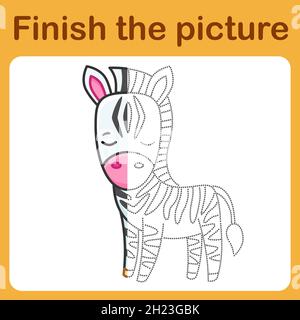 Connectez le point et complétez l'image.Coloration simple pour les enfants.Jeu de dessin Illustration de Vecteur