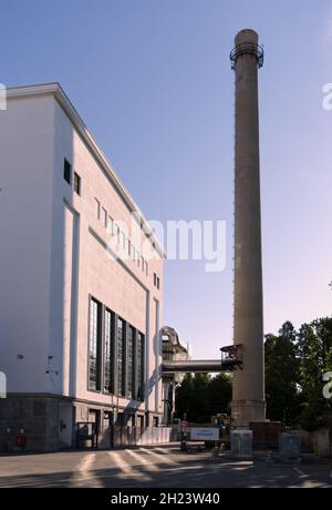 Usine de transformation des copeaux de bois en énergie du fournisseur d'électricité Engie située à Rivarolo Canavese, en Italie Banque D'Images