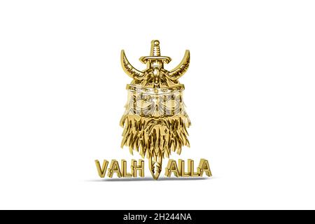 Golden 3D Norse mythologie icône isolée sur fond blanc - rendu 3D Banque D'Images