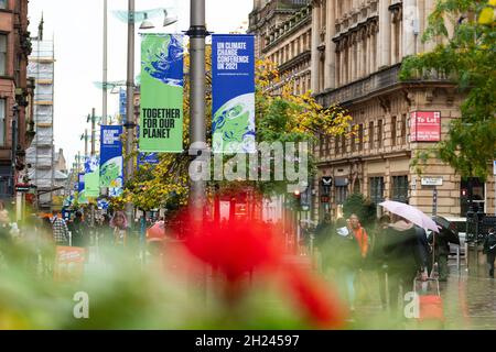 Bannières de la COP26 pour la Conférence des Nations Unies sur les changements climatiques, Glasgow, Écosse, Royaume-Uni Banque D'Images