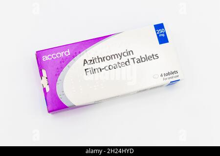 Azithromycine 250mg comprimés pelliculés, marque accord, PHOTO SEULEMENT AUCUN PRODUIT ENVOYÉ, royaume-uni Banque D'Images