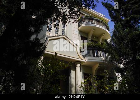 Architecture de style éclectique à tel-Aviv, Israel Grouse House au 9 Bialik Street a été conçu par l'architecte Philip Hutt en 1928 dans le Styl éclectique Banque D'Images