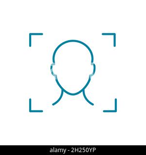 ID de la face.Icône de numérisation de la ligne faciale.Reconnaissance des visages.Concept biométrique.Authentification de périphérique numérique.Déverrouiller ou accéder à un appareil mobile personnel.Vecteur Illustration de Vecteur