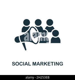 Icône de marketing social.Affiche monochrome de la collection marketing de contenu.Illustration d'icône de marketing social créatif pour la conception Web, les infographies et Illustration de Vecteur