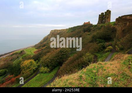 Les ruines médiévales du château de Scarborough, North Yorkshire, Angleterre, Royaume-Uni Banque D'Images