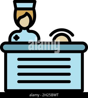 Icône de réception médicale.Contour de la réception médicale vecteur icône couleur isolé plat Illustration de Vecteur