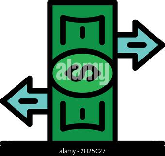 Icône de transfert d'argent sale.Contour de l'icône de vecteur de transfert d'argent sale couleur plat isolé Illustration de Vecteur