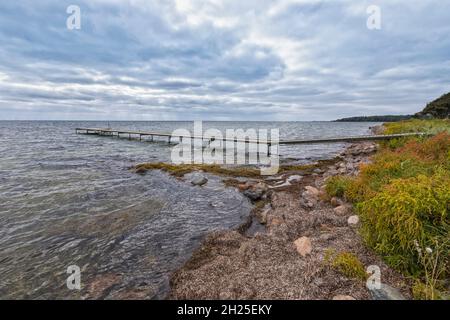Jetée de baignade à Nysted sur l'île danoise de la mer Baltique de Lolland Banque D'Images