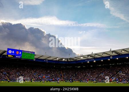 Vue générale du King Power Stadium, stade de Leicester City avec note finale de 4-2 - Leicester City v Manchester United, Premier League, King Power Stadium, Leicester, Royaume-Uni - 16 octobre 2021 usage éditorial uniquement - restrictions DataCo. Applicables Banque D'Images