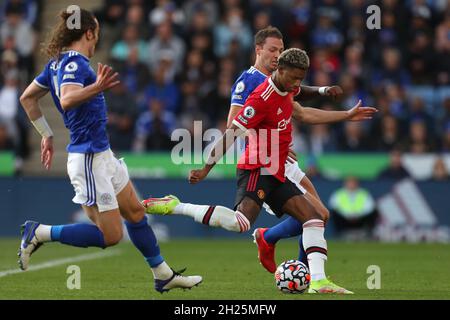 Marcus Rashford de Manchester United marque un objectif d'égalisation pour le faire 2-2 - Leicester City v Manchester United, Premier League, King Power Stadium, Leicester, Royaume-Uni - 16 octobre 2021 usage éditorial seulement - des restrictions DataCo s'appliquent Banque D'Images