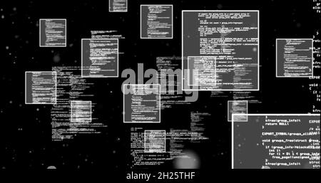 Image des informations numériques et carré blanc sur fond noir Banque D'Images