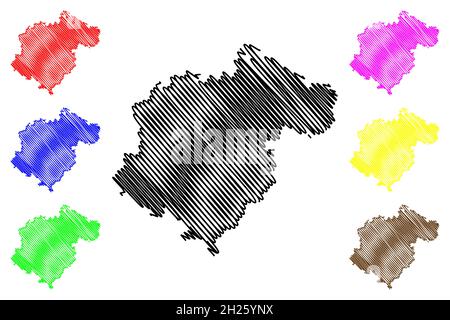 Province de Teruel (Royaume d'Espagne, communauté autonome d'Aragon) carte illustration vectorielle, scribble sketch carte Teruel Illustration de Vecteur