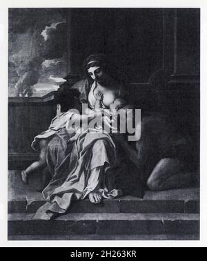 Charles le Brun.1619-1690.la charité chrétienne.toile cintrée Banque D'Images