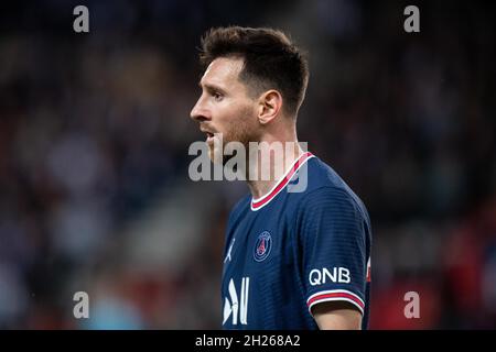 PARIS, FRANCE - OCTOBRE 19 : Lionel Messi de Paris Saint-Germain lors du groupe de la Ligue des champions de l'UEFA Un match entre Paris Saint-Germain et RB LEIP Banque D'Images