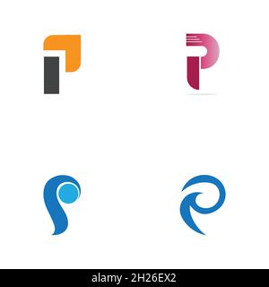 Jeu de modèles de logo Letter p motif vectoriel d'icônes Illustration de Vecteur
