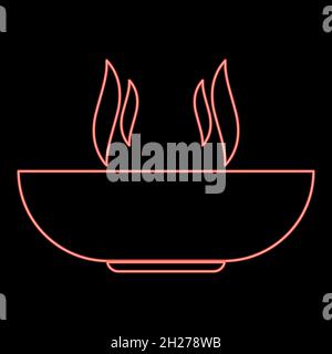 Icône Neon Hot Dish couleur noire dans le cadre du cercle illustration vectorielle couleur rouge illustration vectorielle image lumineuse de style plat Illustration de Vecteur