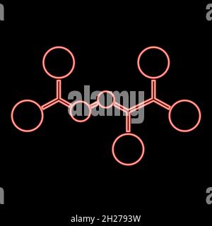 Icône de molécule de néon couleur noire dans le cercle illustration vectorielle rouge illustration vectorielle couleur rouge image lumineuse de style plat Illustration de Vecteur