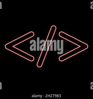 Icône de code de symbole de néon couleur noire dans le cadre du cercle illustration vectorielle rouge illustration vectorielle couleur rouge image lumineuse de style plat Illustration de Vecteur