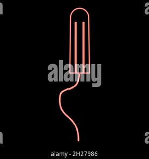 Néons femmes hygiène tampons icône noir couleur dans le cercle contour vecteur illustration rouge couleur vecteur illustration plat style lumière image Illustration de Vecteur