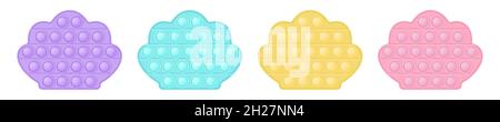 Ensemble de gâteau popit avec style, un jouet en silicone tendance pour violon.Jouet antistress addictif dans des couleurs pastel - rose, bleu, jaune, violet.Bulle sensorielle Illustration de Vecteur