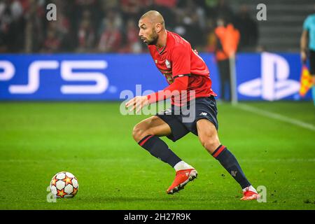 20 octobre 2021, Villeneuve-d'Ascq, France : Burak YILMAZ de Lille lors du match G de la Ligue des champions de l'UEFA entre l'OSC de Lille (LOSC) et le FC Séville au stade Pierre Mauroy le 20 octobre 2021 à Villeneuve-d'Ascq près de Lille, en France.(Image de crédit : © Matthieu Mirville/ZUMA Press Wire) Banque D'Images