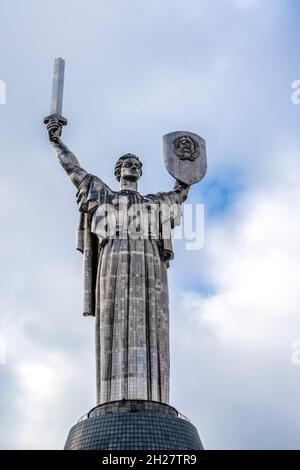 Défense du Monument de la mère patrie (Rodina Mat) à Kiev, Ukraine, Europe Banque D'Images