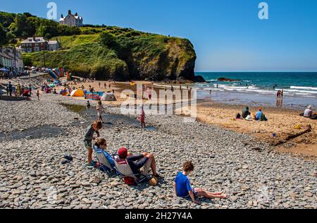 Plage de Llangrannog, Cardigan Bay Ceredigion, pays de Galles.ROYAUME-UNI Banque D'Images