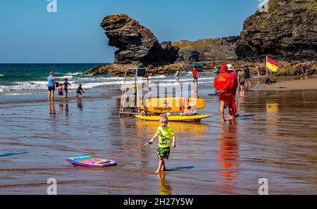 Plage de Llangrannog, Cardigan Bay Ceredigion, pays de Galles.ROYAUME-UNI Banque D'Images