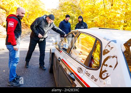 Nyiregyhaza, Hongrie, 20/10/2021, 08 GRYAZIN Nikolay (RUS), ALEKSANDROV Konstantin (RUS), Nikolay Gryazin, Volkswagen Polo GTI R5, action lors du rallye FIA 2021 Hongrie, 7e tour du championnat européen de rallye FIA 2021, du 21 au 24 octobre 2021, à Nyiregyza, DPIC et Grégyza, Hongrie Banque D'Images