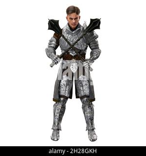 Medieval Fantasy Caucasian Man, illustration 3D, rendu 3D Banque D'Images