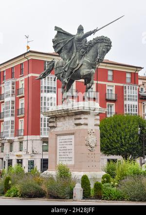 Burgos, Espagne - 16 octobre 2021 : statue d'El CID sur la Plaza Mio CID Banque D'Images