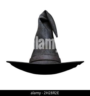 Old Wicked Black Witch Hat, illustration 3D, rendu 3D Banque D'Images