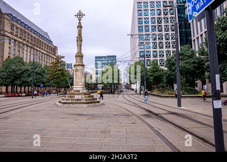 Rues de Manchester.La journée habituelle dans le centre-ville du Royaume-Uni, en Angleterre. Banque D'Images