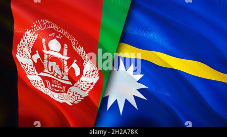 Les drapeaux de l'Afghanistan et de Nauru.Motif drapeau en relief.Nauru Afghanistan drapeau, image, papier peint.Afghanistan vs Nauru image, rendu 3D.Afghanistan N Banque D'Images