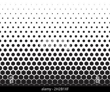 Arrière-plan vectoriel demi-ton transparent.Hexagons se transformant en cercles .fondu milieu vers l'extérieur .20 chiffres en hauteur. Illustration de Vecteur