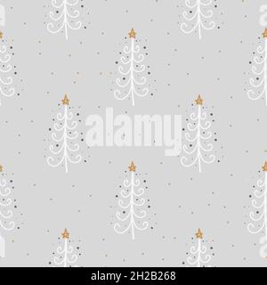 Motif arbre sans couture avec symboles Noël et nouvel an.Joli imprimé vectoriel.Papier numérique.Elément de conception Illustration de Vecteur