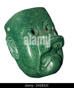 Masque maya natif de cérémonie fait de jade Banque D'Images