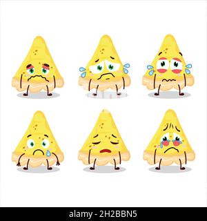 Une tranche de tarte au fromage, personnage de dessin animé avec une triste expression.Illustration vectorielle Illustration de Vecteur