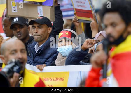 Londres, Royaume-Uni.19 octobre.Les militants de Whitehall, en face de Downing Street, protestent contre le traitement de la région du Tigray en Éthiopie par la liade Banque D'Images