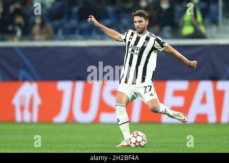 Le milieu de terrain Manuel Locatelli du FC Juventus en action lors du match de la Ligue des champions de l'UEFA FC Zenit contre le FC Juventus à l'arène Gazprom de Saint-Pétersbourg.SAINT-PÉTERSBOURG, - OCTOBRE 20 : (photo d'Anatoliy Medved) Banque D'Images