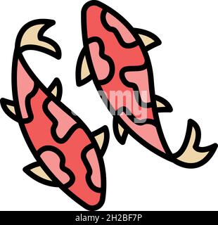 Icône Zen koi Carps.Contour zen koi carps vecteur icône couleur plat isolé Illustration de Vecteur