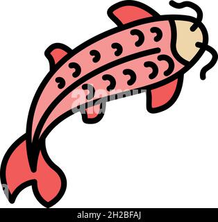 Icône Koi Carp.Contour koi carp vecteur icône couleur plat isolé Illustration de Vecteur