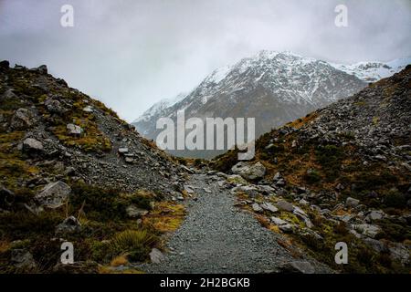 À pied de Kea point, Aoraki, parc national de Mt Cook, Nouvelle-Zélande Banque D'Images