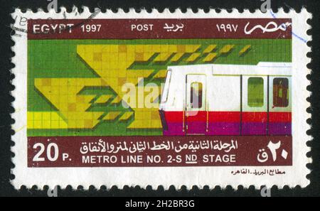 ÉGYPTE - VERS 1997 : timbre imprimé par l'Égypte, montre Subway, vers 1997 Banque D'Images