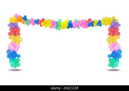 Groupe de ballons multicolores pour la décoration dans les célébrations de divers jours importants isolés sur fond blanc. Banque D'Images